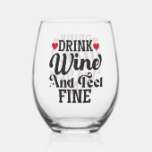 Boire du vin et se sentir fin vin stemless verre (Recto)