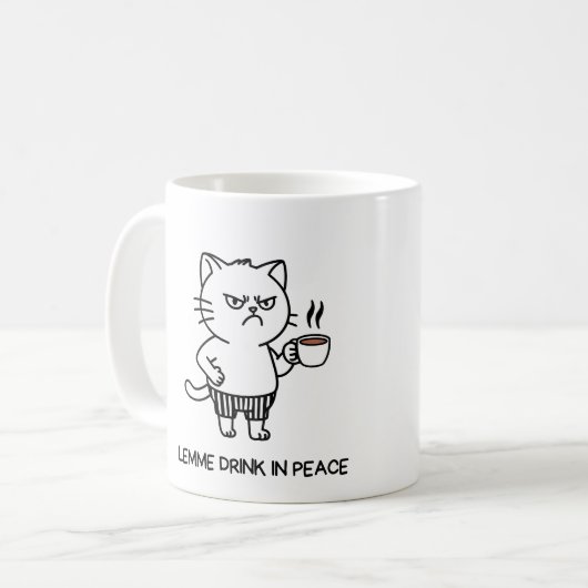 Boire en paix Introvert Café Grumpy Chat Mug (Devant gauche)