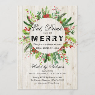 Boire et être joyeux Noël Fête Invitation