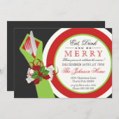 Boire et être joyeux Noël Fête Invitation (Devant / Derrière)