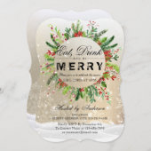Boire et être joyeux Noël Fête Invitation (Devant / Derrière)