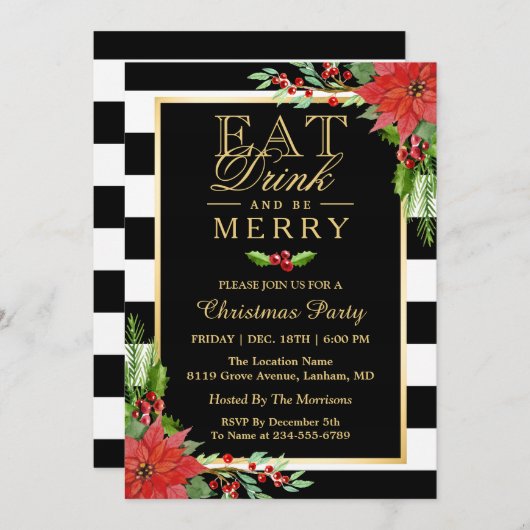 Boire et être joyeux Noël fêté Invitation (Devant / Derrière)