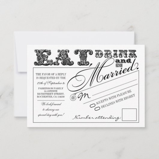boire et se marier mariage RSVP (Devant)