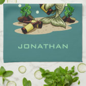 Boire Poisson nom personnalisé serviette à main (Plié)