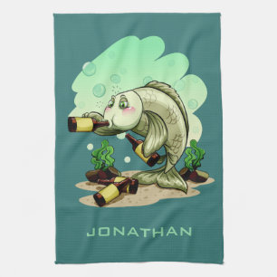 Boire Poisson nom personnalisé serviette à main