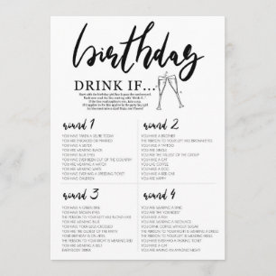 Boire si carte de jeu d'anniversaire