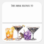 Boire Sticker Marqueur Nom Sorcière Halloween Part (Devant)