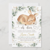 Bois animal Cerf Baby shower Invitation garçon (Devant)