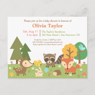 Bois animal thème bébé douche Invitations