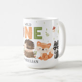 Bois Animaux 1er Anniversaire Café Mug (Devant droit)