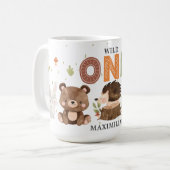Bois Animaux 1er Anniversaire Café Mug (Devant gauche)
