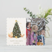 Bois Animaux Arbre de Noël Carte photo blanc (Debout devant)