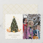 Bois Animaux Arbre de Noël Carte photo blanc (Devant / Derrière)