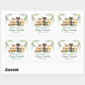 Bois Animaux Baby shower Green Bookplate Étiquette (Feuille)