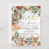 Bois Animaux Baby shower Invitation Forêt (Devant)