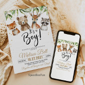 Bois Animaux Baby shower Invitation Garçon Ours