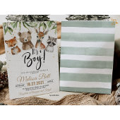 Bois Animaux Baby shower Invitation Garçon Ours
