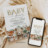 Bois Animaux Baby shower Invitation Garçon Ours