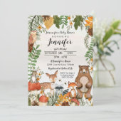 Bois Animaux Baby shower Invitation Végétation (Debout devant)
