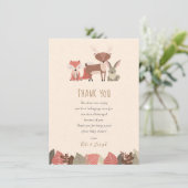 Bois Animaux Baby shower Merci poème (Debout devant)