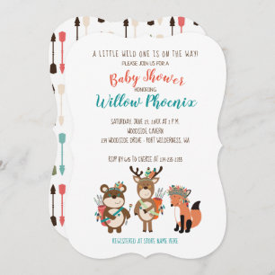 Bois Animaux Baby shower tribal Boho Invitation