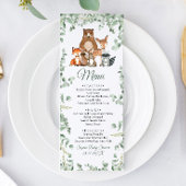 Bois Animaux Baby shower verdure Menu plat
