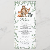 Bois Animaux Baby shower verdure Menu plat (Devant)