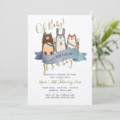 Bois Animaux Baby showers Invitations - C'est un g (Debout devant)