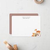 Bois Animaux Bébé Carte de note plat personnalisée (Devant/Arrière en situation)