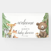 Bois Animaux Bienvenue Bannière Baby shower (Horizontal)