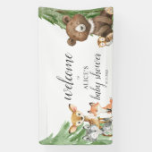 Bois Animaux Bienvenue Bannière Baby shower (Verticale)