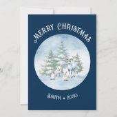 Bois Animaux Blue Christmas Appartement Carte de v (Devant)