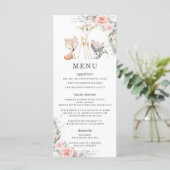 Bois Animaux Blush Floral Greenery Menu Douche (Debout devant)