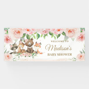 Bois Animaux Blush rose Floral Bannière de fond