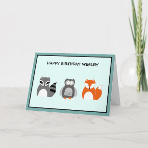 Bois Animaux Carte d'anniversaire mignonne
