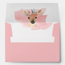 Bois Animaux Cerfs Aquarelle Script Bébé
