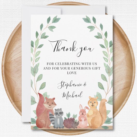 Bois Animaux Couples Baby shower Merci
