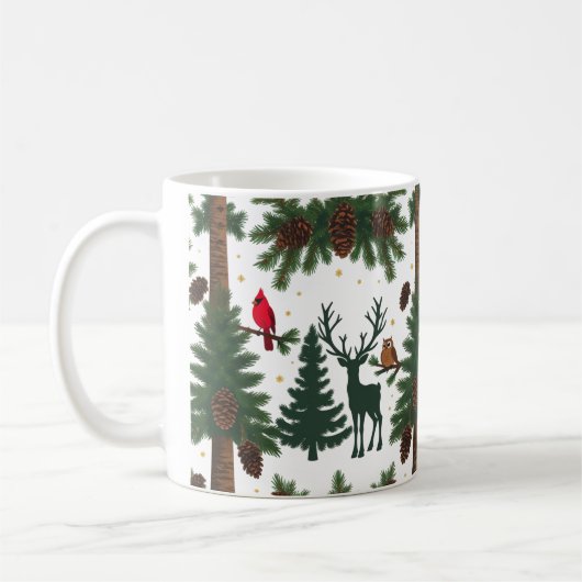 Bois Animaux de Noël Mug classique - Rustique (Gauche)