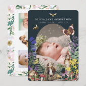 Bois Animaux et Faire-part de naissance Fleur sauv (Devant / Derrière)