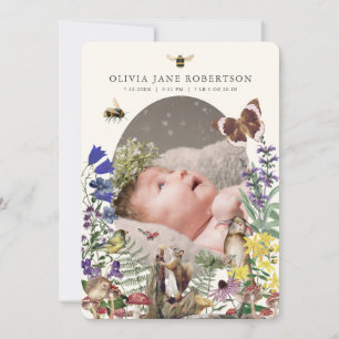 Bois Animaux et Faire-part de naissance Fleur sauv