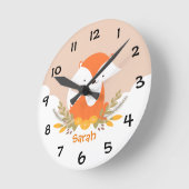 Bois Animaux Fox Enfants Nursery Horloge murale (Angle)