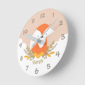 Bois Animaux Fox Enfants Nursery Horloge murale (Angle)