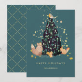 Bois Animaux Noël Arbre de Noël Carte de vacances (Devant / Derrière)