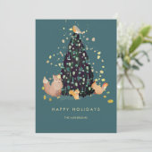 Bois Animaux Noël Arbre de Noël Carte de vacances (Debout devant)