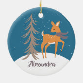 Bois Animaux Noël Cerf Ornement en céramique (Dos)