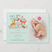 Bois Animaux Nouveau Faire-part de naissance bébé (Devant)