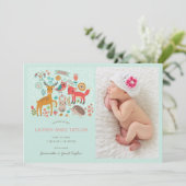 Bois Animaux Nouveau Faire-part de naissance bébé (Debout devant)