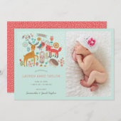 Bois Animaux Nouveau Faire-part de naissance bébé (Devant / Derrière)