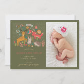 Bois Animaux Nouveau Faire-part de naissance bébé (Devant)