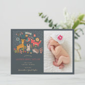 Bois Animaux Nouveau Faire-part de naissance bébé (Debout devant)